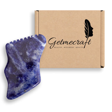 Sodalite Gua Sha Facial Massage Tool with Teeth Shape Sides and Ridges