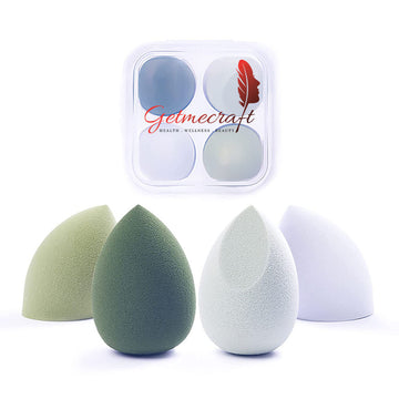 Beauty Blender Makeup Sponge Set With Storage Case - Multi-Green Colored (4 pcs)