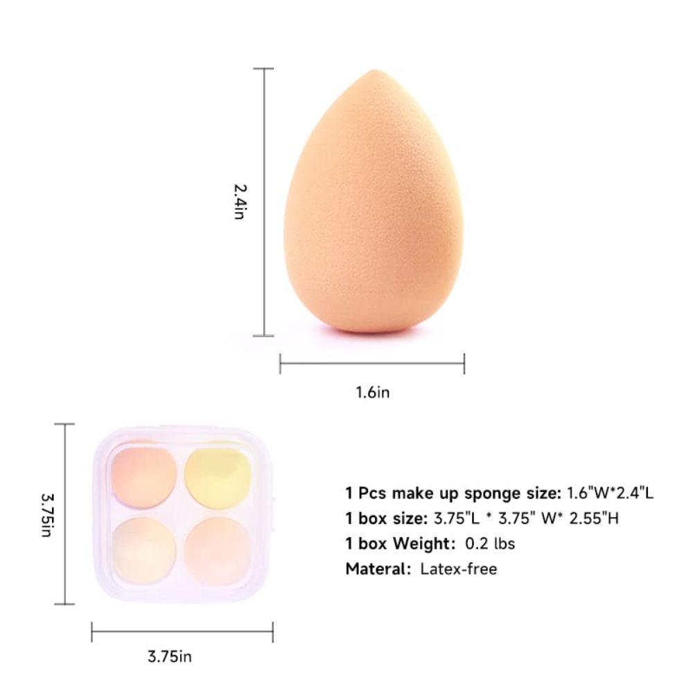 Beauty Blender Makeup Sponge Set With Storage Case - Multi-Yellow Colored