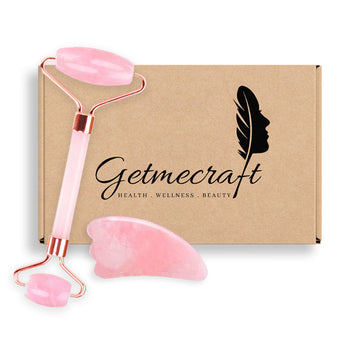 Rose Quartz Face Roller And Wing Shaped Gua Sha Facial Tool