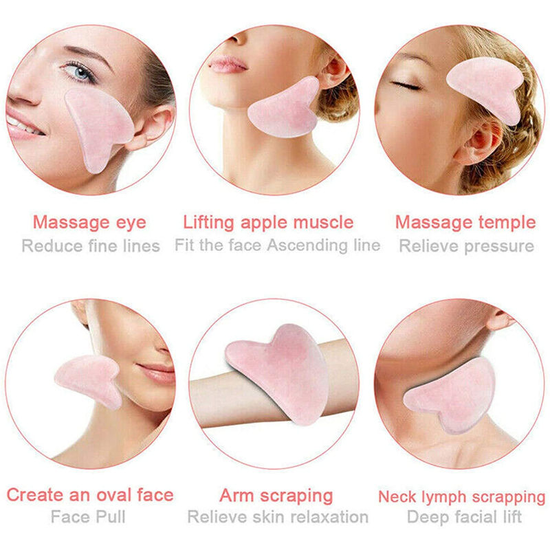 Rose Quartz Gua Sha And Jade Gua Sha Facial Massage Tool Set (2 pcs)