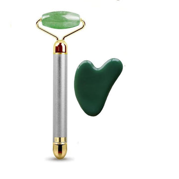 Jade Vibrating Face Roller And Gua Sha Set