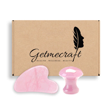 Rose Quartz Gua Sha And Mushroom Gua Sha Facial Massage Tool (2 pcs)
