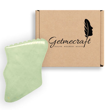 Green Jade Gua Sha Facial Massage Tool with Teeth Shape Sides and Ridges
