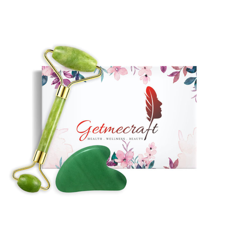 Rose Quartz Face Roller And Gua Sha Set With Jade Face Roller And Gua Sha Set