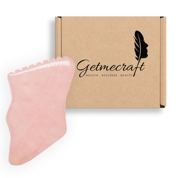 Rose Quartz Gua Sha Facial Massage Tool with Teeth Shape Sides and Ridges