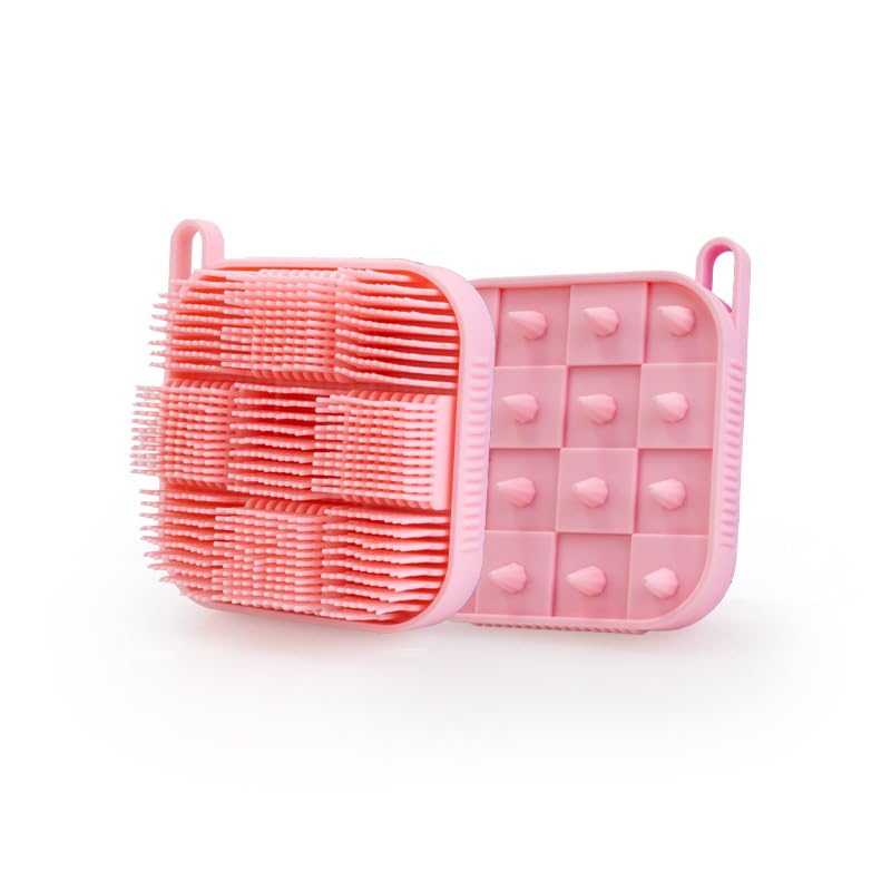 Getmecraft Pink Bath Scrubber and Shampoo Brush, Body Scrubber and Scalp Massager (Rectangular Shape)