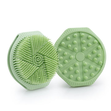 Getmecraft Green Bath Scrubber and Shampoo Brush, Body Scrubber and Scalp Massager (Oval)