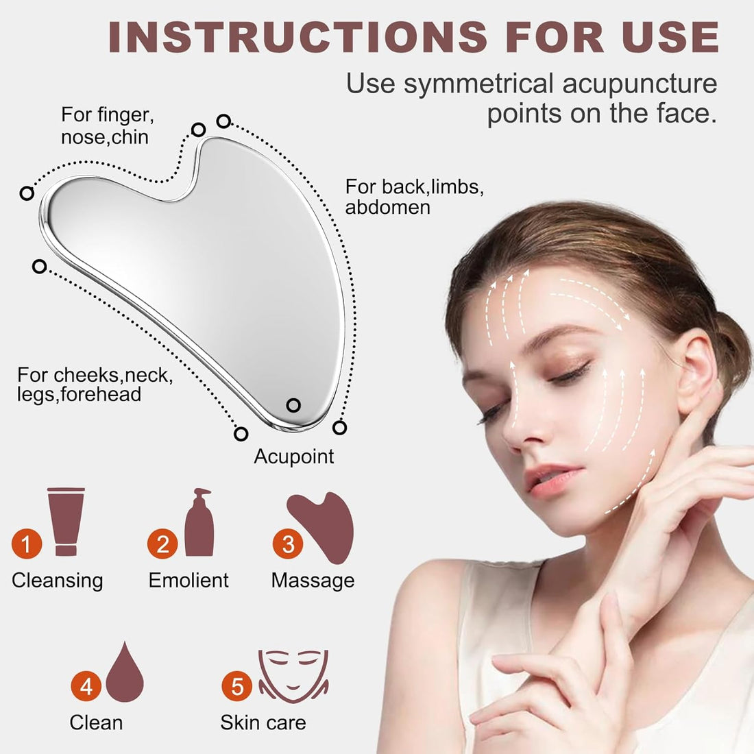 Getmecraft Stainless Steel Gua Sha Facial Massage Tool