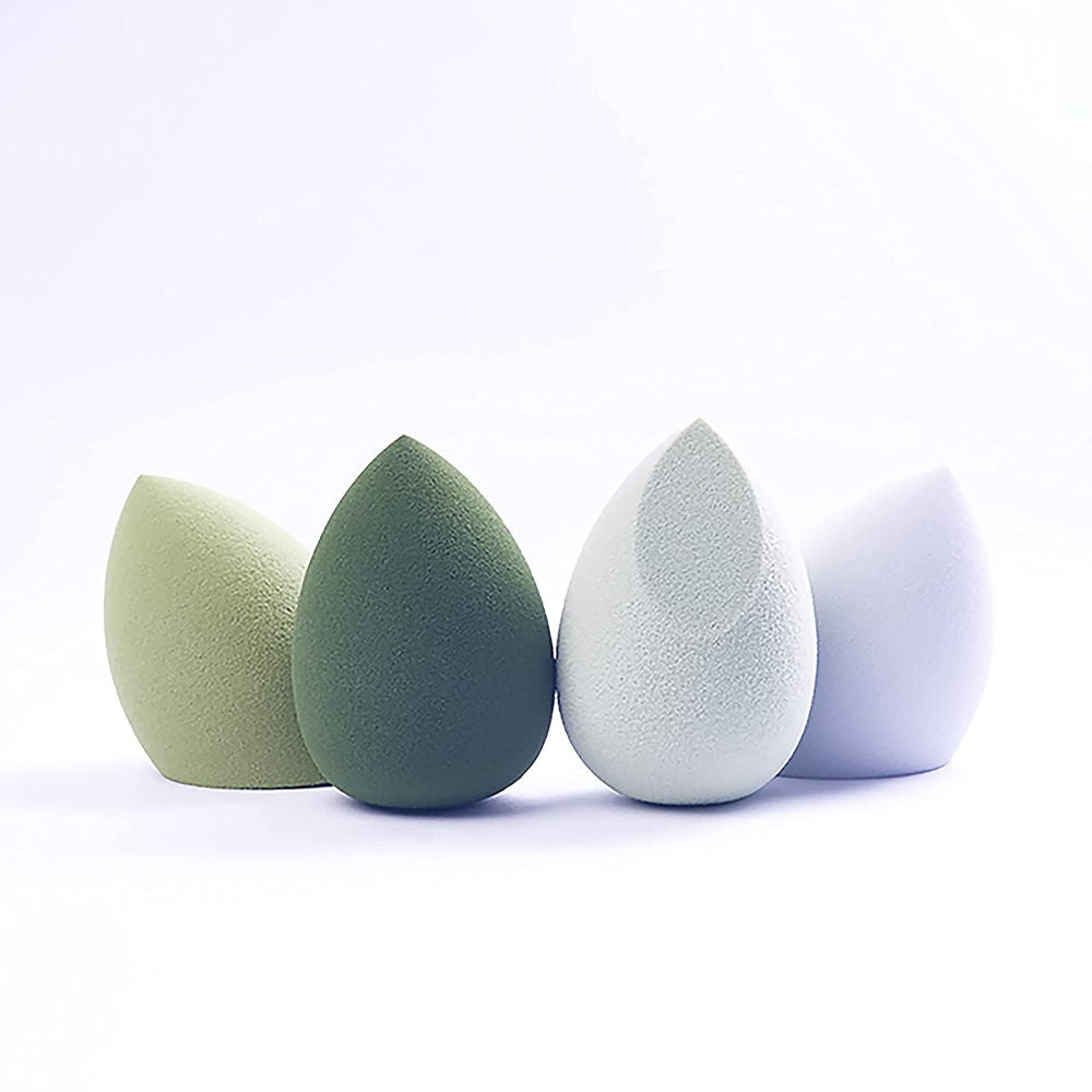 Beauty Blender Makeup Sponge Set With Storage Case - Multi-Green Colored (4 pcs)
