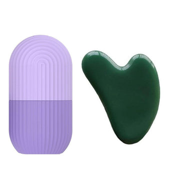 Purple Ice Roller & Jade Gua Sha Faical Massage Tool (2 Pcs)