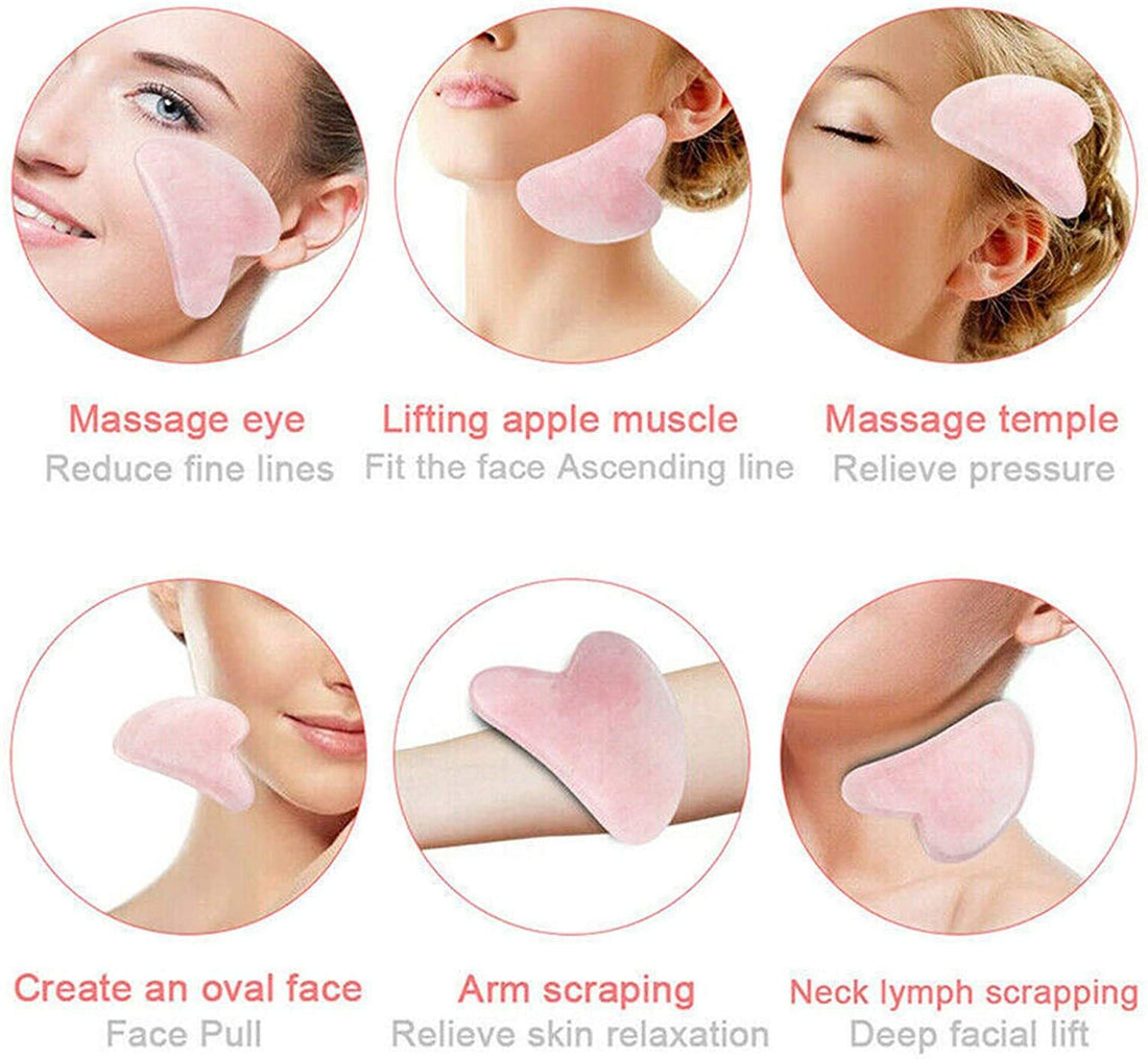 Purple Ice Roller & Rose Quartz Gua Sha Faical Massage Tool (2 Pcs)