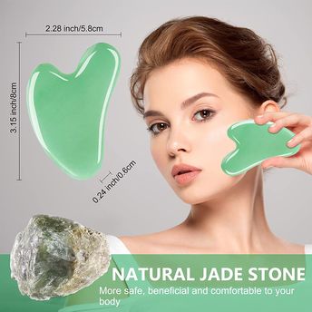Jade Roller & Gua Sha Face Massager with Purple Ice Roller