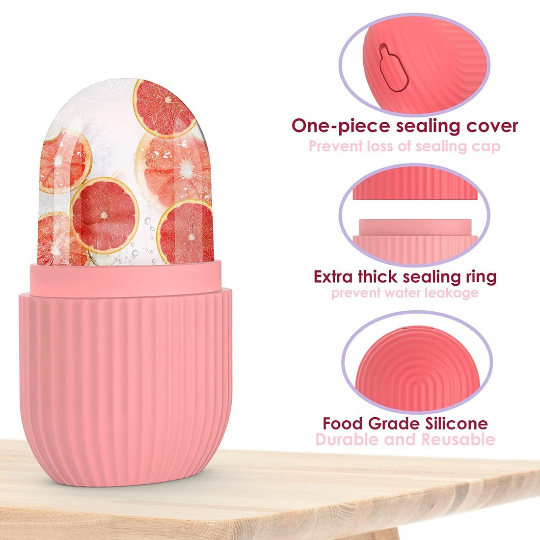 Pink Ice Roller & Jade Gua Sha Faical Massage Tool (2 Pcs)