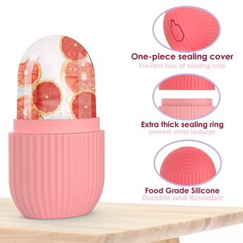 Pink Ice Roller & Rose Quartz Gua Sha Faical Massage Tool