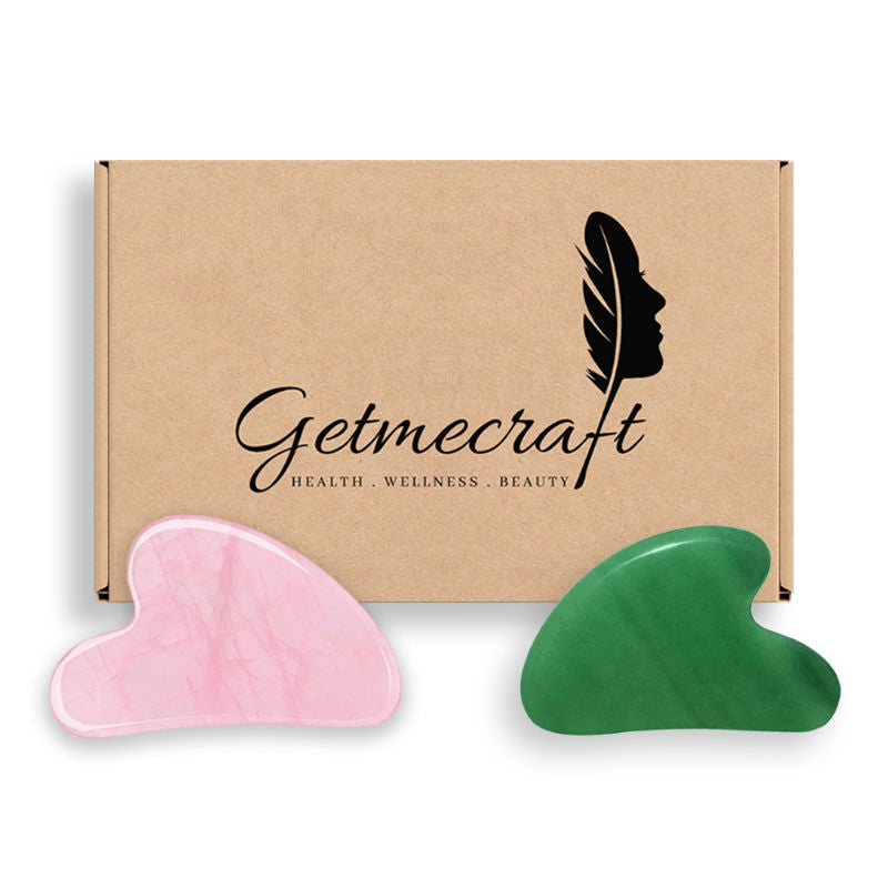 Rose Quartz Gua Sha And Jade Gua Sha Facial Massage Tool Set (2 pcs)