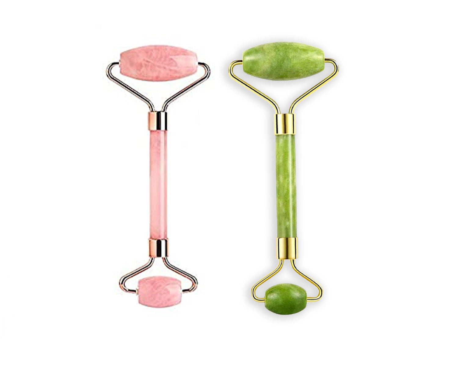 Jade Face Roller And Rose Quartz Facial Roller Set (2 pcs)