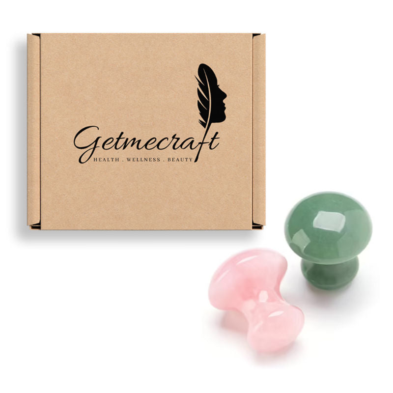 Rose Quartz And Jade Mushroom Gua Sha Set (1 pcs)